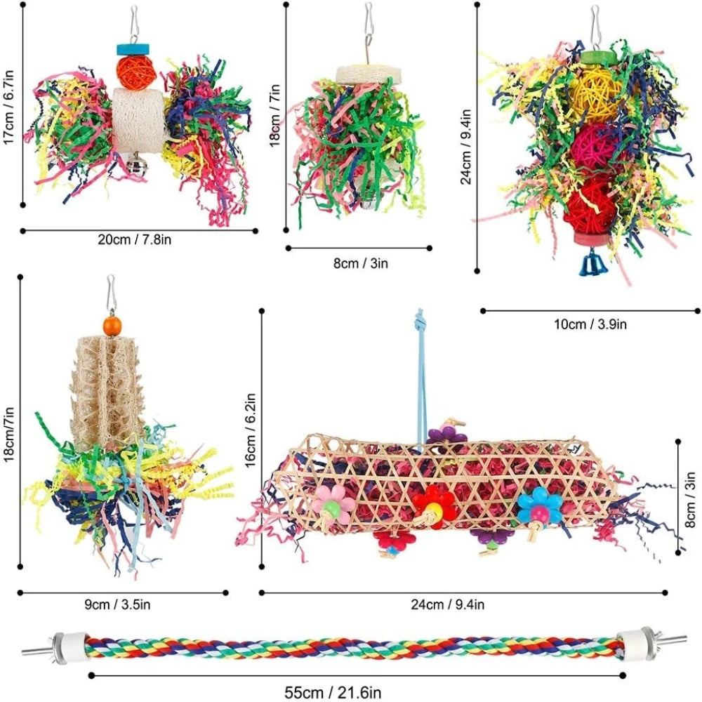 Bird Chew Toys For Parrots Paper Balls Foraging Cage