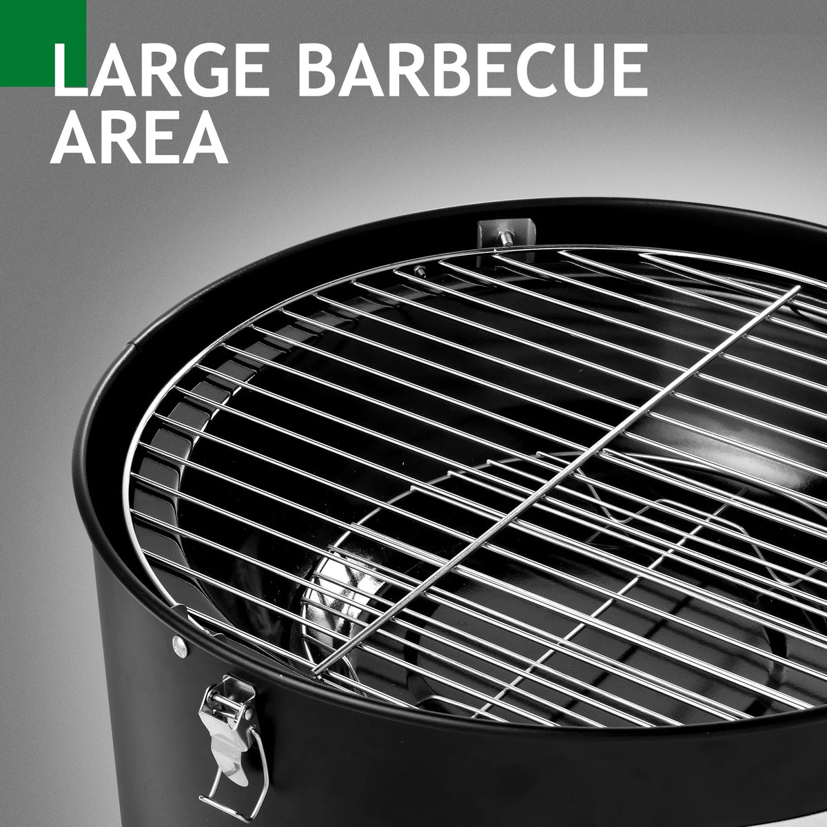 Vertical Steel Charcoal Smoker Heavy Duty Double Layer Round BBQ Grill for Outdoor Cooking Black with Thermometer Chrome Grates