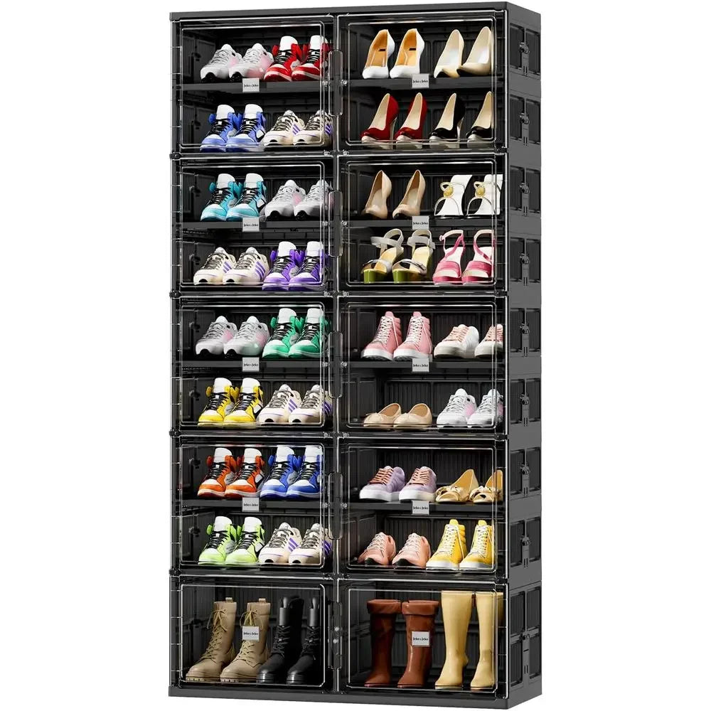 9-Tier Adjustable Boot Storage Shoe Rack Cabinet With Magnetic Doors