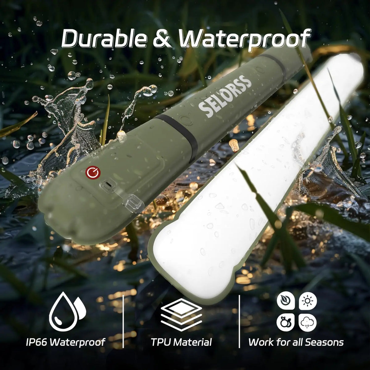 Selorss Rechargeable Portable Folding Camping Tent Light Waterproof Spotlight