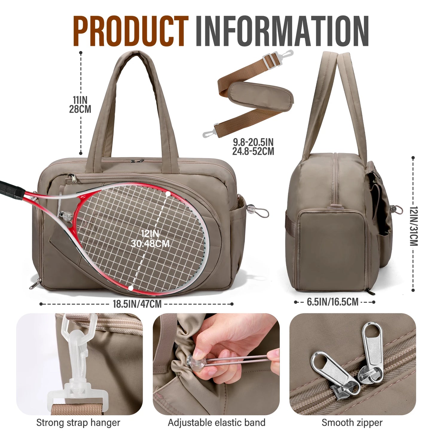 Tennis Gym Bag For Women With Shoe Compartment