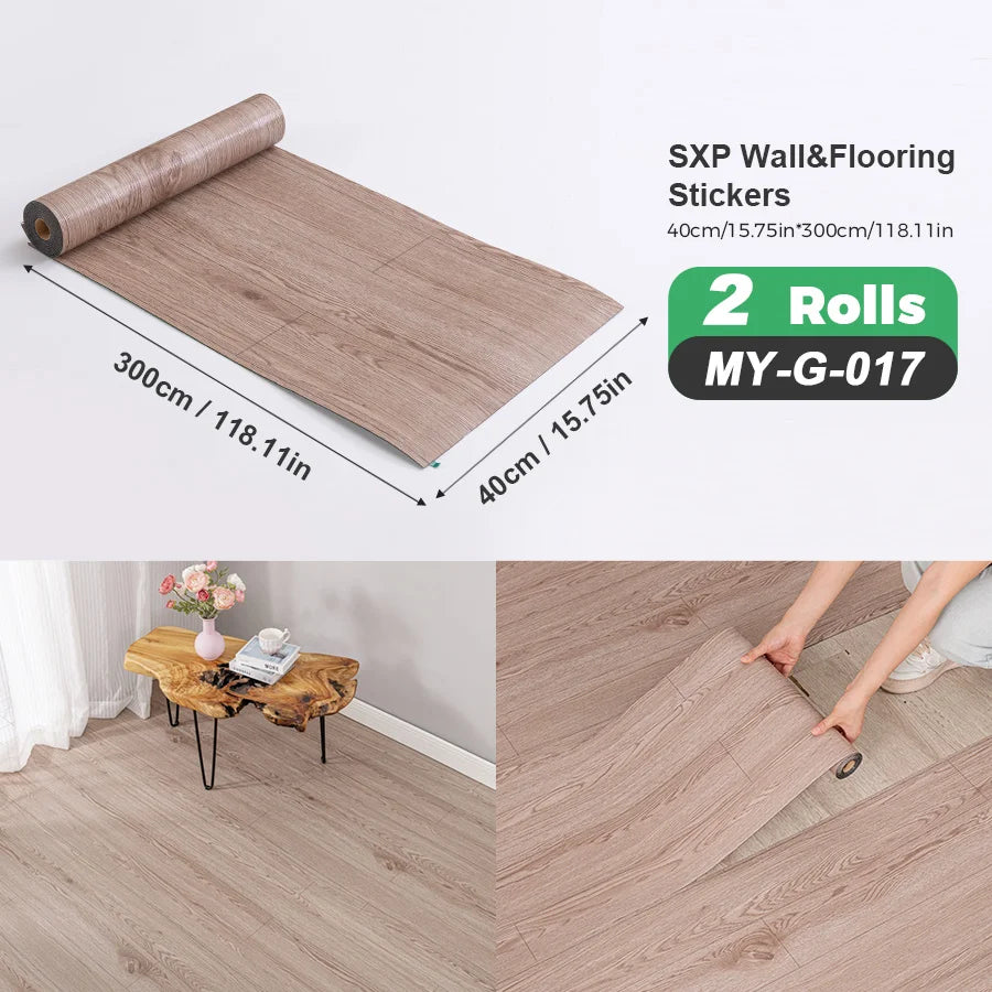 Two Rolls Self-Adhesive Wall And Floor Sticker Wood Grain Marble Design