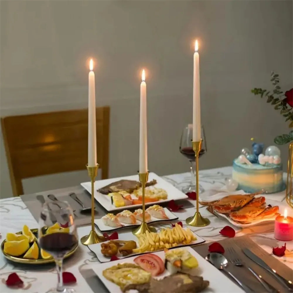 Six Piece Metal Taper Candle Holders Set for Romantic Decor