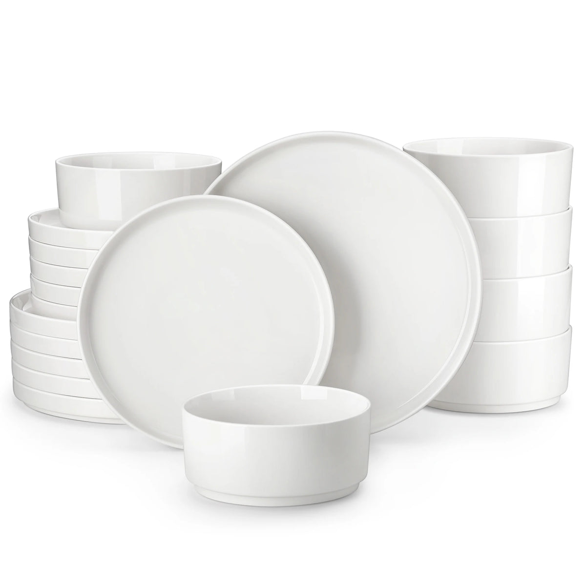 Malacasa Ceramic Dinner Plate Set With Sturdy Half Standing Edge