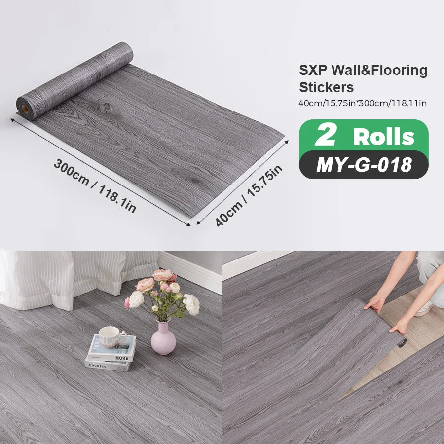 Two Rolls Self-Adhesive Wall And Floor Sticker Wood Grain Marble Design
