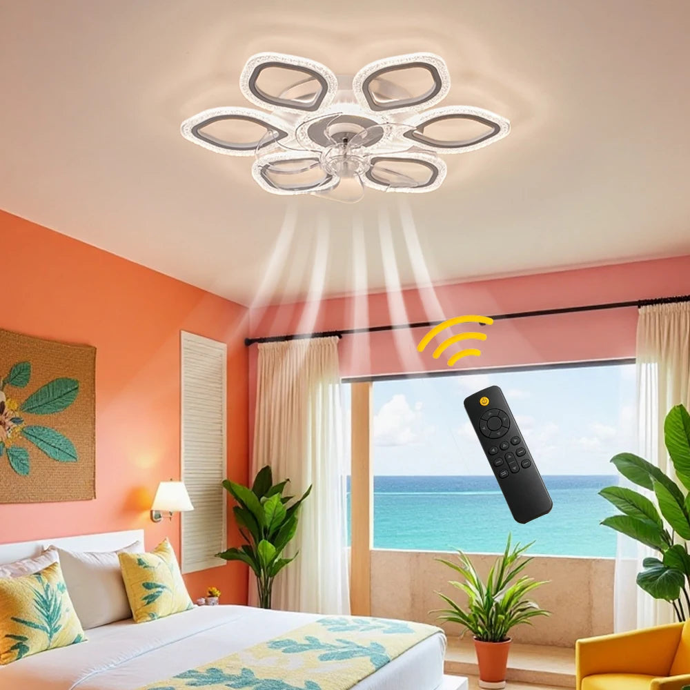 Iron Ceiling Fan Light With Remote Control And Stepless Dimming
