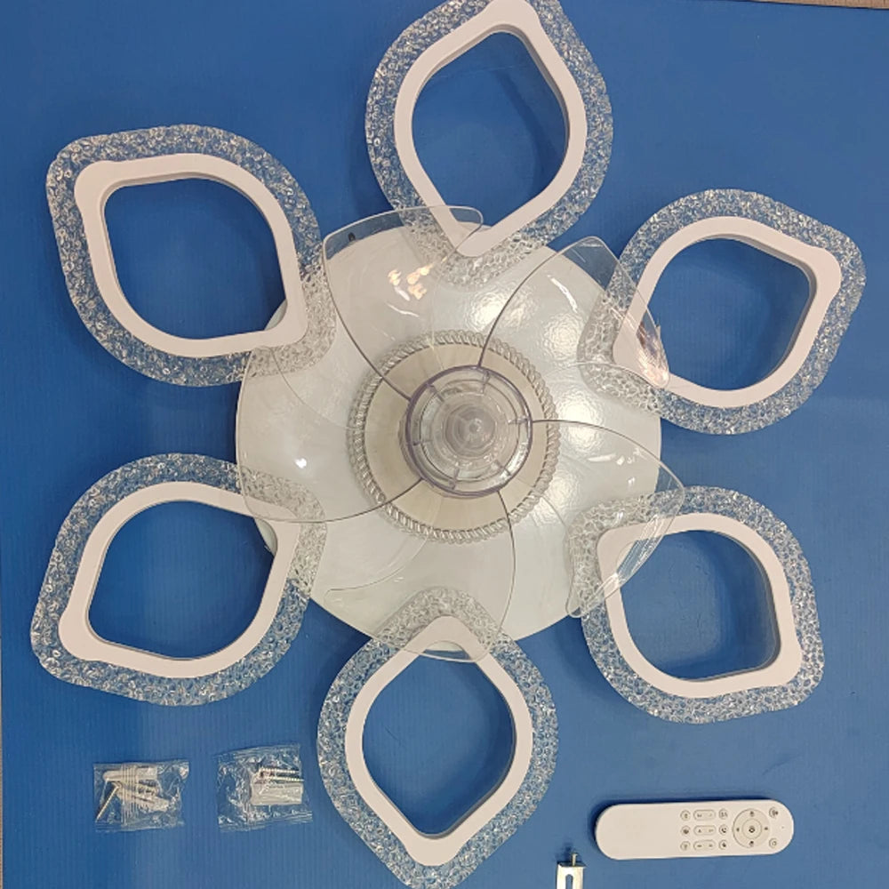 Iron Ceiling Fan Light With Remote Control And Stepless Dimming