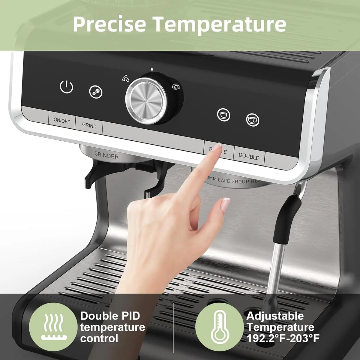 Espresso Coffee Machine with Grinder, 20 Bar Semi-Automatic Espresso Maker with Milk Frother Steamer Wand 2.8 L Water Tank