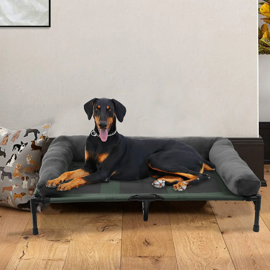 BINGOPAW Elevated Dog Bed With Detachable Cooling Plush Bolster