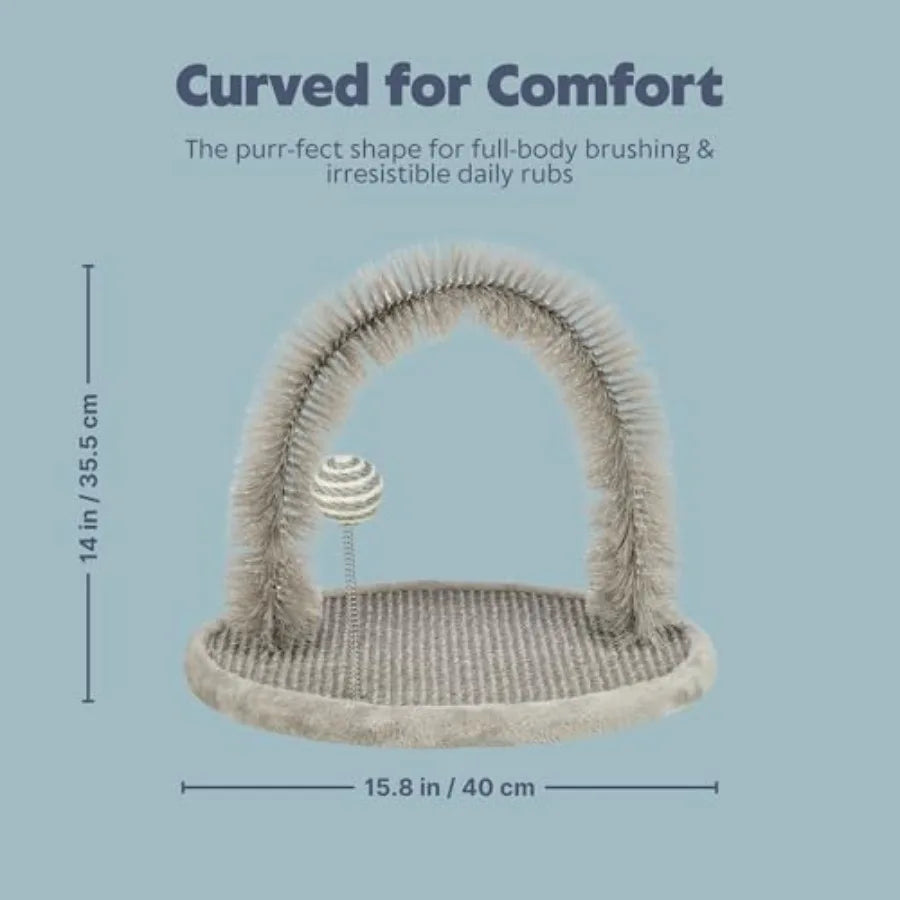 Self-Grooming Cat Scratcher with Brush Reduces Shedding