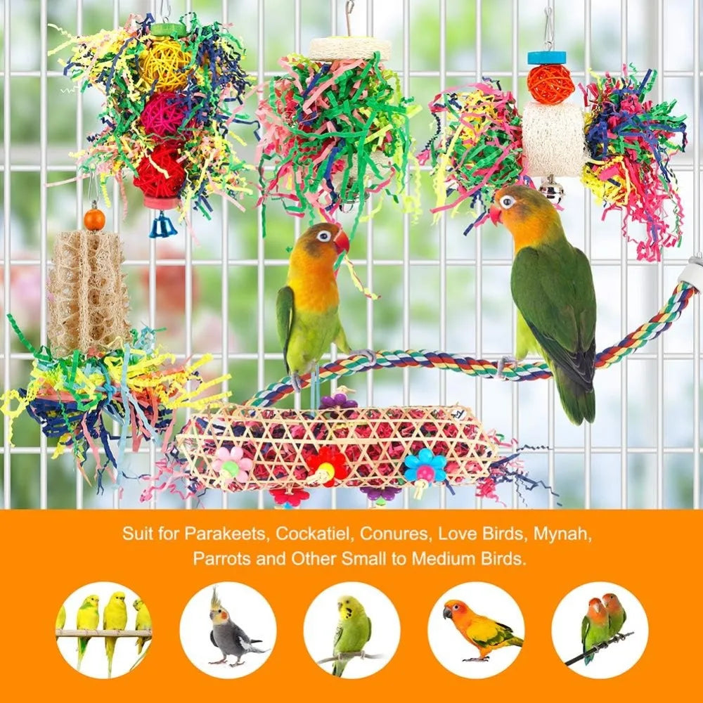 Bird Chew Toys For Parrots Paper Balls Foraging Cage