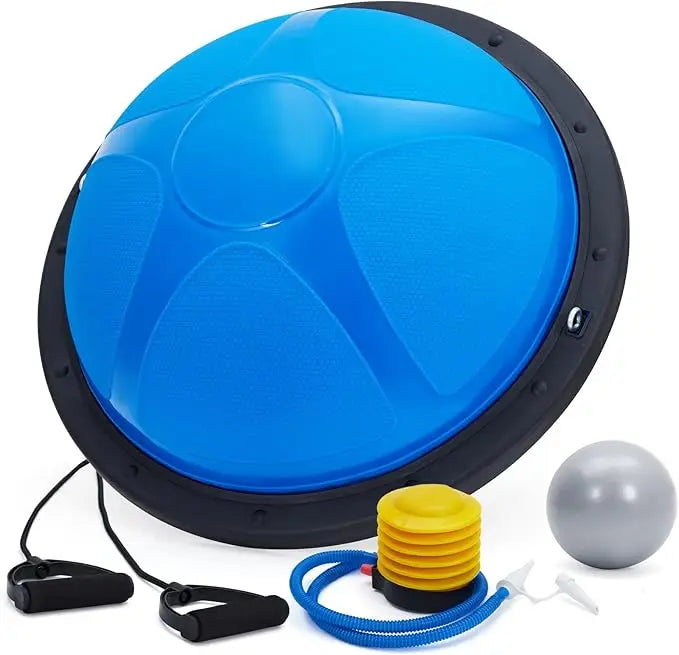 Half Exercise Ball With Base Bands And Pump For Yoga Pilates Fitness