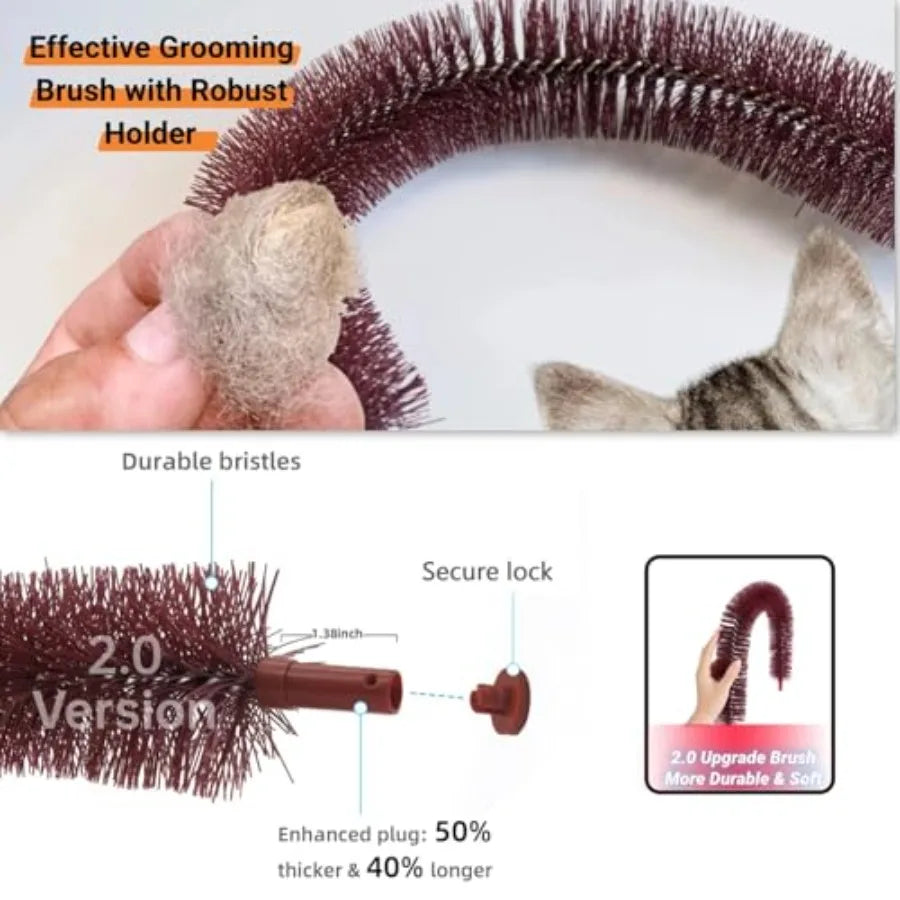 Cat Self Grooming Arch Brush With Wooden Scratching Pad