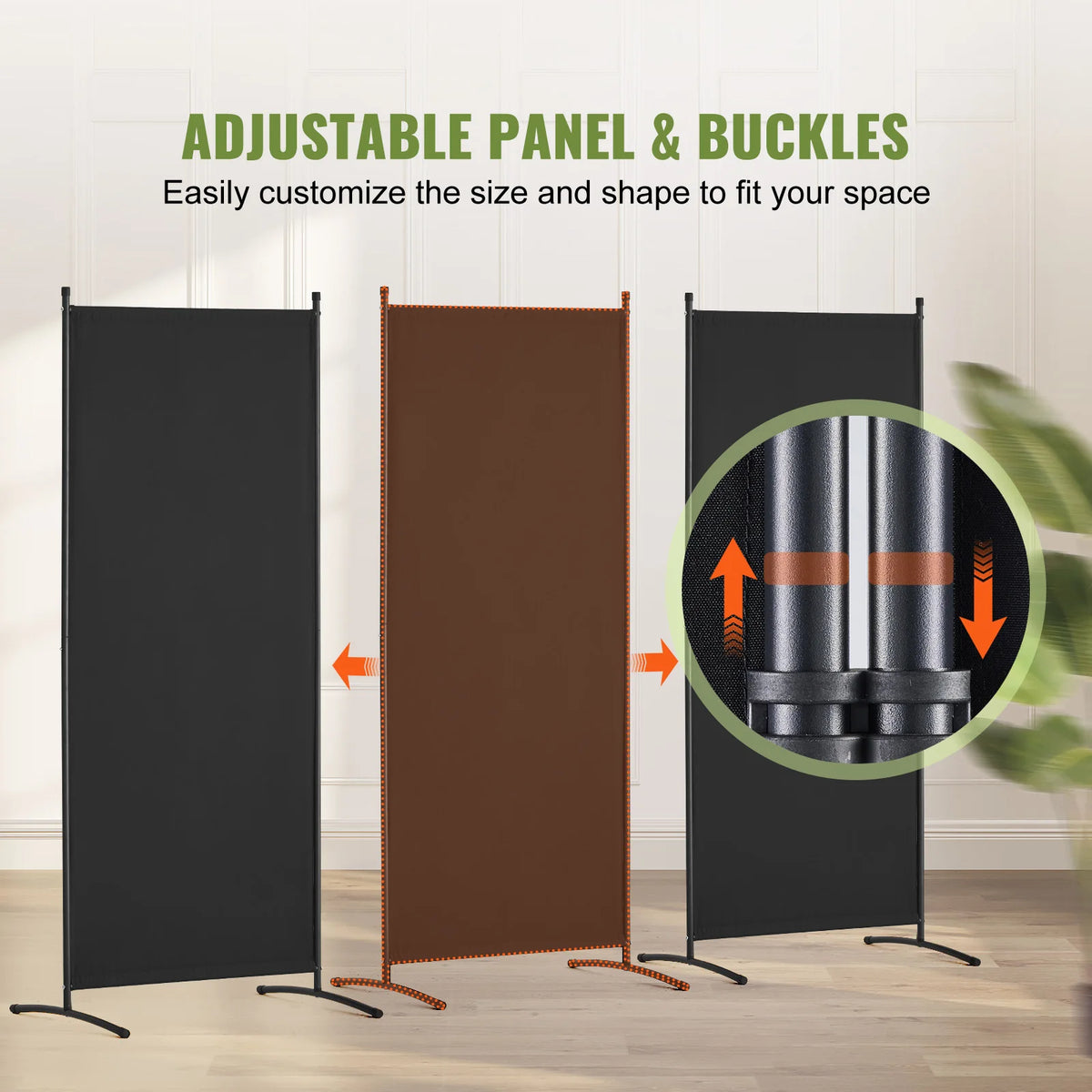 SucceBuy Folding Room Divider With Modern Fabric Privacy Panels