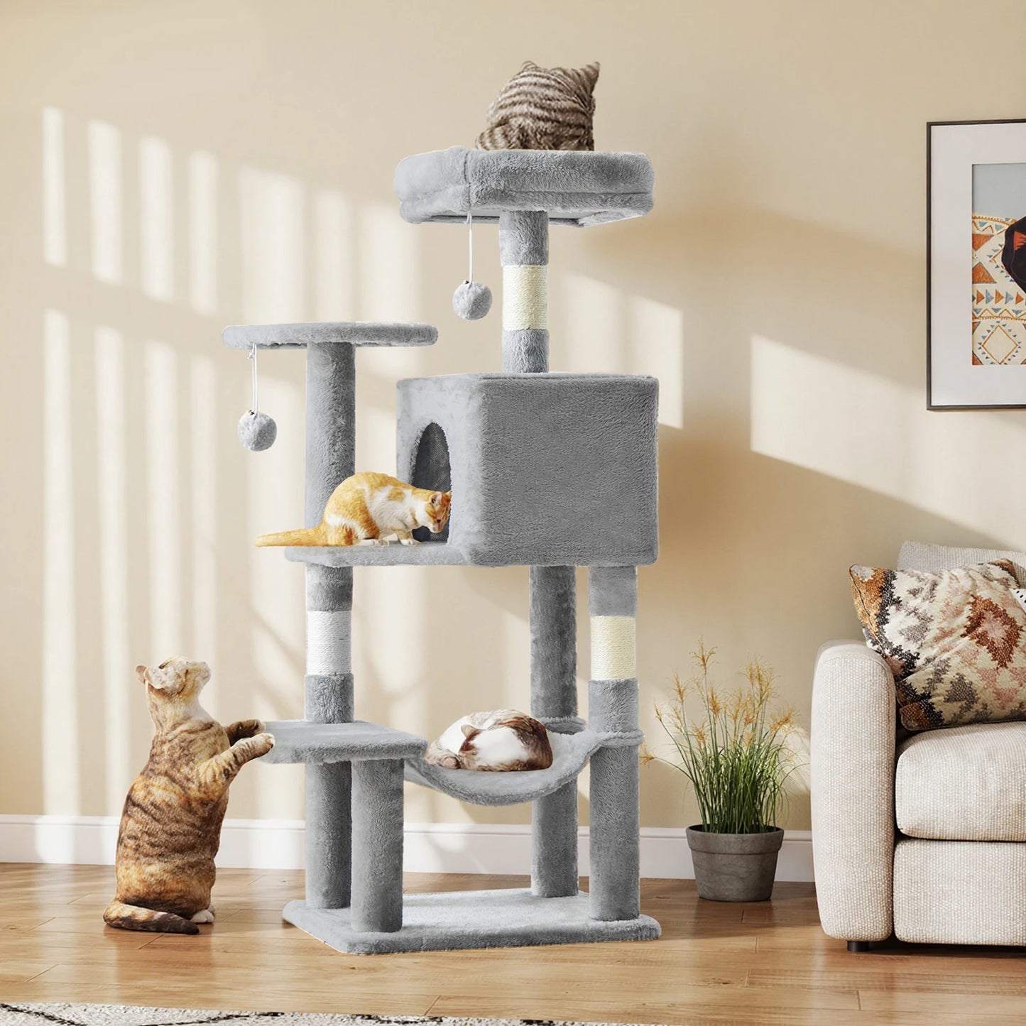 JHK Cat Tree Tall Multi Cat Climbing Tower Indoor Cats