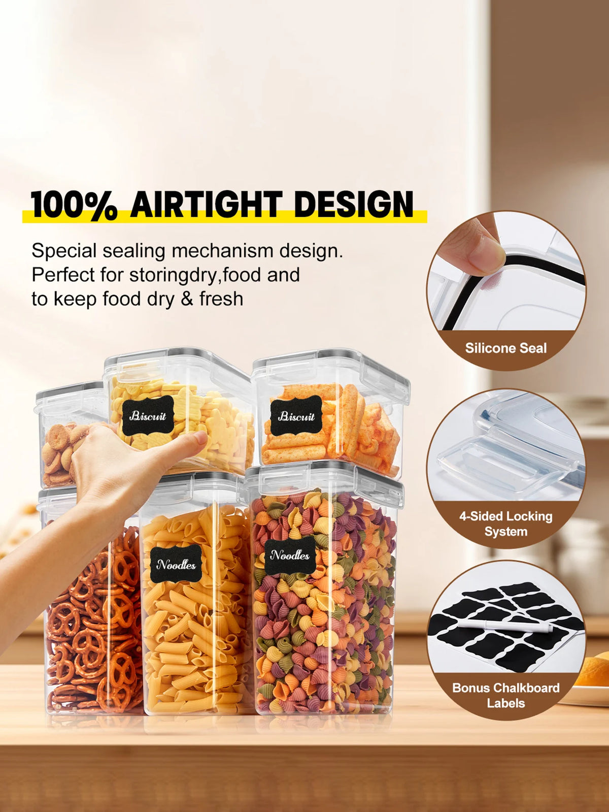 24/48pcs，Sealed food storage containers with LIDS - lunch boxes ideal for organizing and storing grains, rice, pasta, tea, nuts
