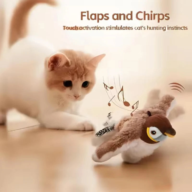 Interactive Simulated Bird Cat Toy Touch Activated Rechargeable Plush