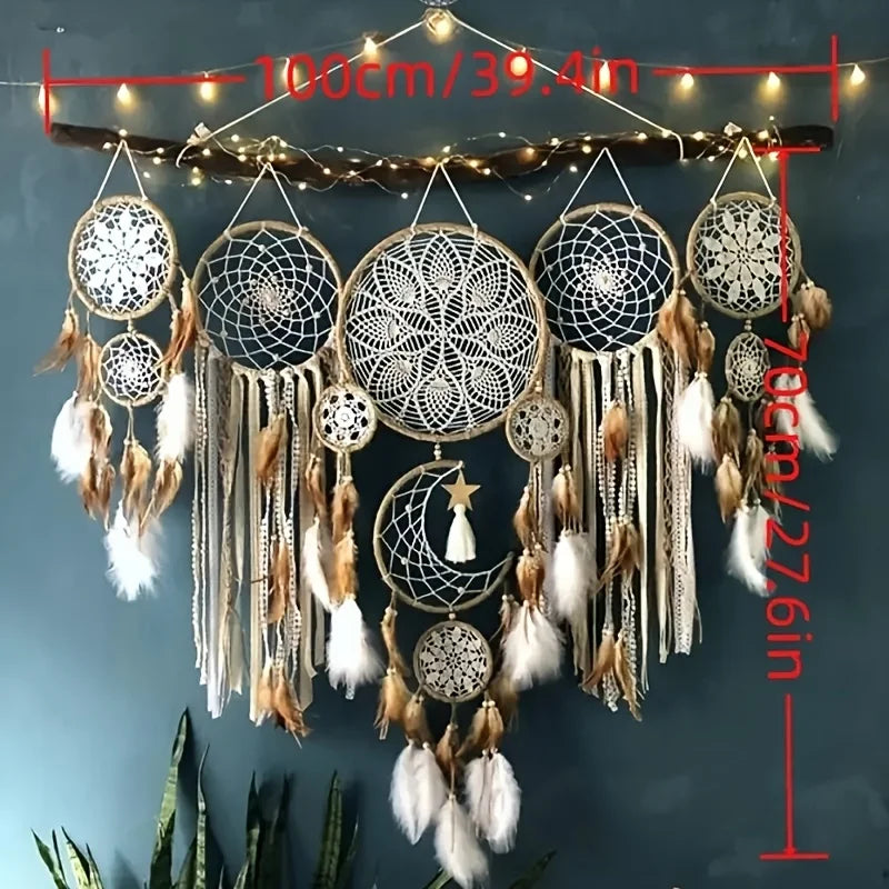 Handcrafted Bohemian Moon And Sun Dream Catcher Wall Decor