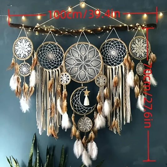 Handcrafted Bohemian Moon And Sun Dream Catcher Wall Decor