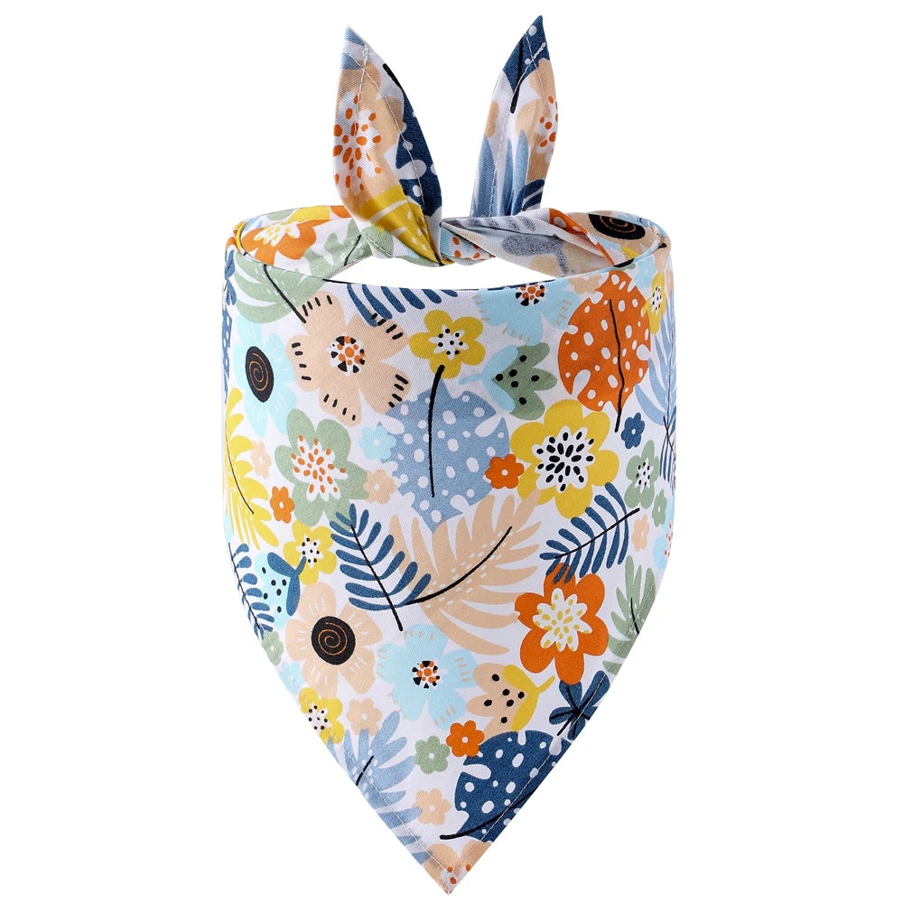 Fruit Floral Dog Bandana Adjustable Washable Soft Kerchief For Dogs